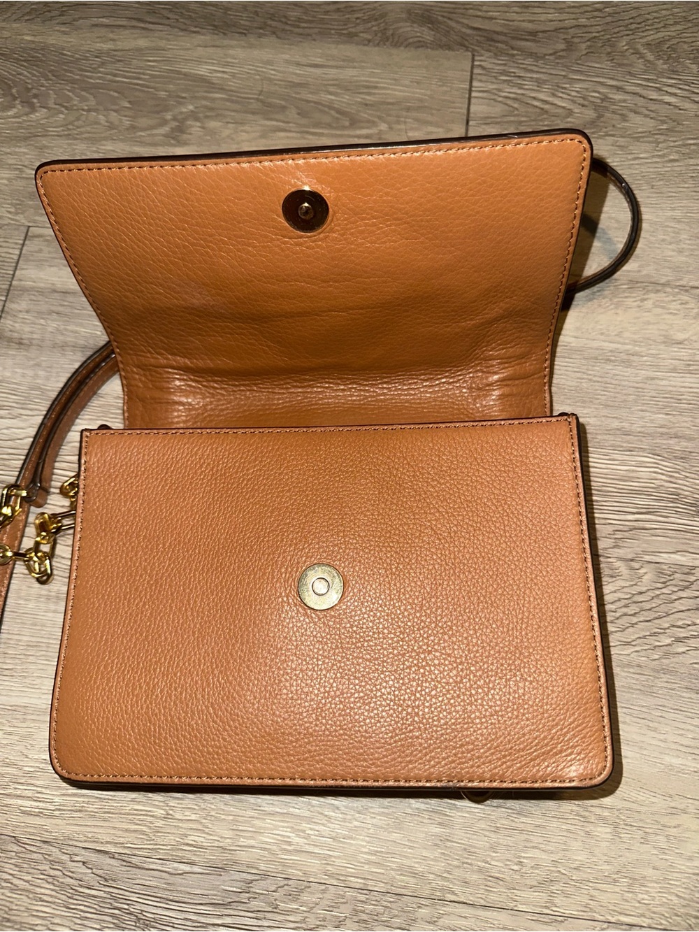 Tory Burch Brown Leather All T Crossbody Bag Purse - Picture 11 of 12
